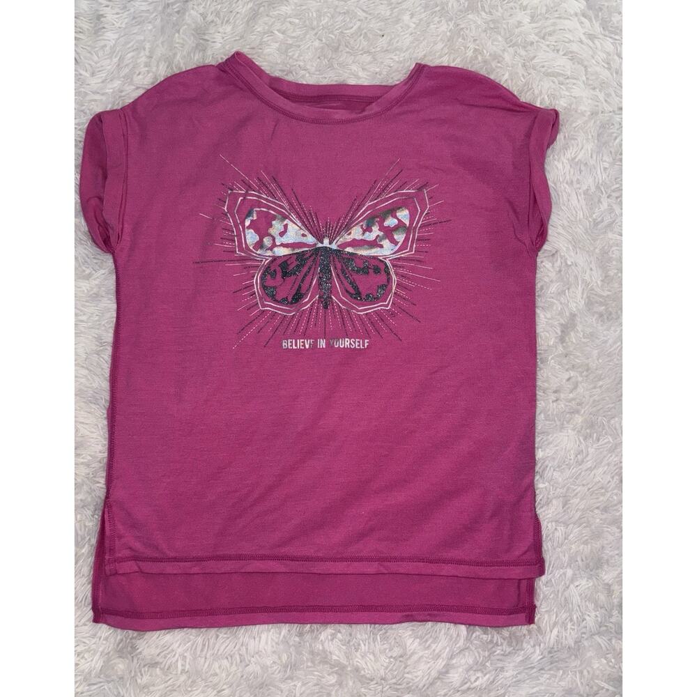 Gap Fit girls sz. M pink "Belive in yourself" butterfly tee. Cute, great shape